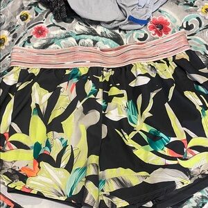 Avia Women's Athletic Shorts - Black and Green Floral